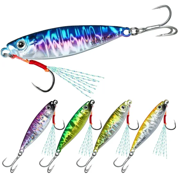 TRUSCEND Metal Fishing Jigs Lures , Colorfully Reflective Lead Fishing Spoons Glow Hard Swimbaits for Bass, Walleye, Trout, Salmon, Freshwater & Saltwater Fishing Gear Gifts for Men