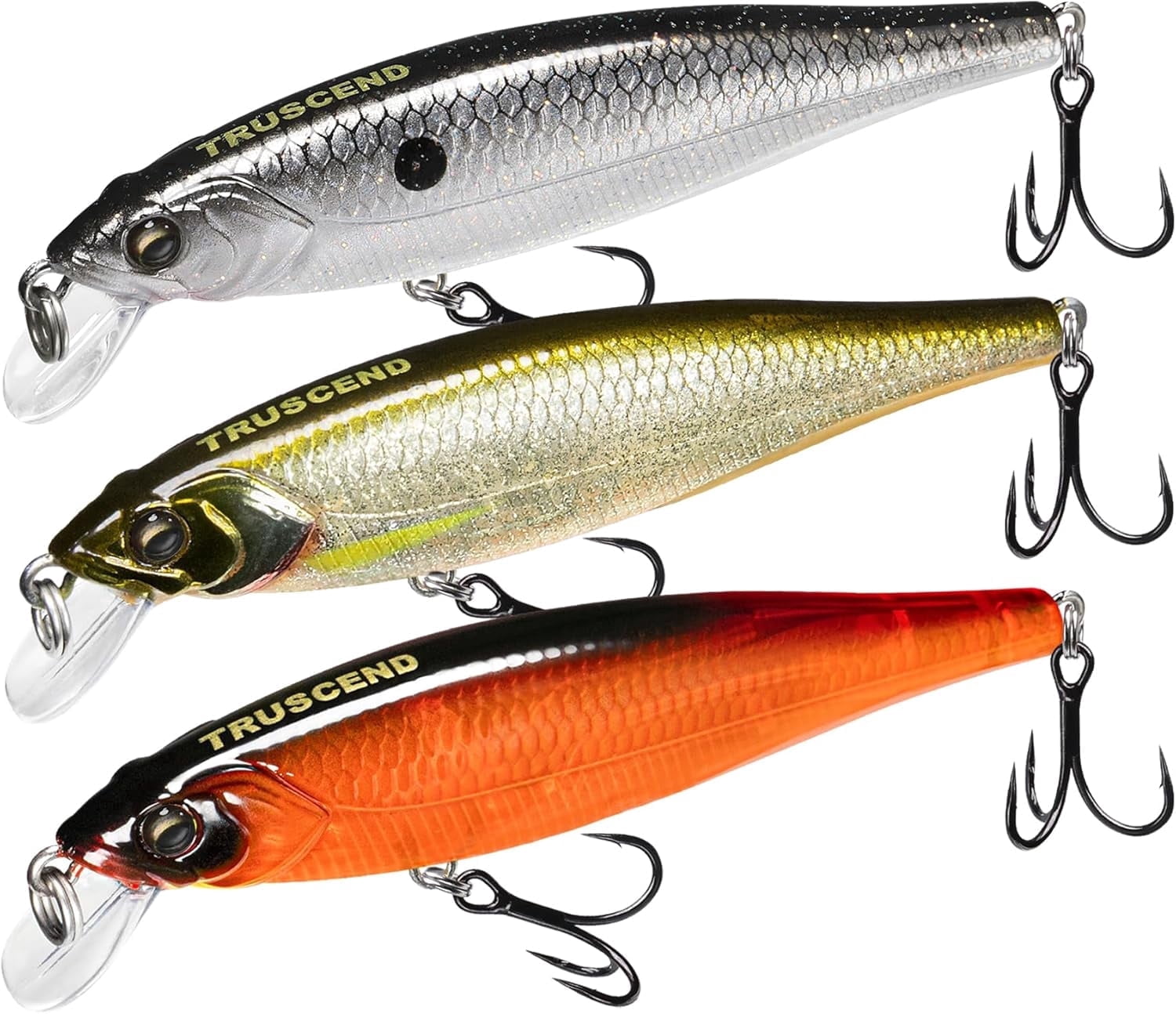 TRUSCEND Suspending Jerkbait with BKK Hook, Rattle Minnow Fishing Lures with Long Casting Weight Transfer System, Natural Wiggle Action Twitchbait, Freshwater Bait for Bass Walleye Pike Trout Striper