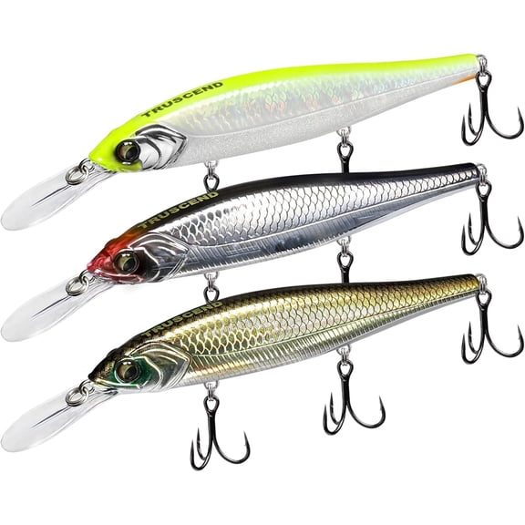 TRUSCEND Suspending Jerkbait with BKK Hook, Rattle Minnow Fishing Lures with Long Casting Weight Transfer System, Natural Wiggle Action Twitchbait, Freshwater Bait for Bass Walleye Pike Trout Striper