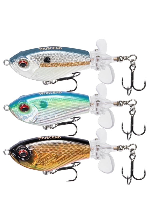Popobait Fishing Lures with BKK Hooks, Easy Catch: Instant Startup, Longer Cast, Balanced Spray/Sound/Swim, Topwater Plopper Bait for Bass, Walleye, Catfish, Pike, Great for Family Fishing
