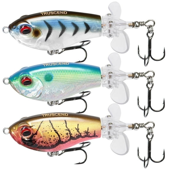 TRUSCEND Top Water Fishing Lures for Bass, Whopper Plopper Lure with BKK Hooks for Freshwater or Saltwater, Floating Lures for Catfish Pike, Surface Wobble PoPobait Bass Baits Fishing Gifts for Men