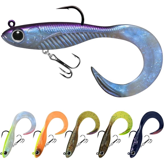 TRUSCEND Pre-Rigged Soft Fishing Lures, Super Durable Soft Swimbait, Well-Made Lifelike Swim Baits, Weedless Lure for Bass Trout Walleye, Saltwater Fishing Gear Gifts for Men