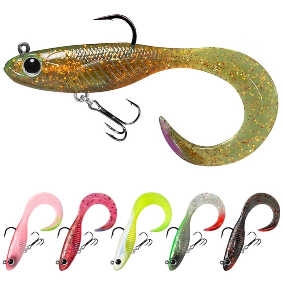 TRUSCEND Pre-Rigged Soft Fishing Lures, Super Durable Soft Swimbait, Well-Made Lifelike Swim Baits, Weedless Lure for Bass Trout Walleye, Saltwater Fishing Gear Gifts for Men