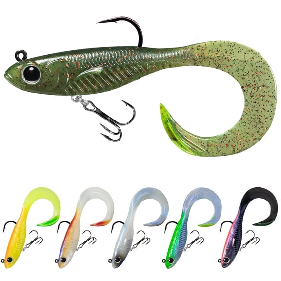 TRUSCEND Pre-Rigged Soft Fishing Lures, Super Durable Soft Swimbait, Well-Made Lifelike Swim Baits, Weedless Lure for Bass Trout Walleye, Saltwater Fishing Gear Gifts for Men