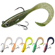 TRUSCEND Duramax Soft Fishing Lures with BKK Hooks, Easy Catch Curly & T-Tail for Trembly Sinking & Vibrating Swim, UV or Glow Effect for All Conditions, Pre-rigged Swimbait for Bass Trout Crappie
