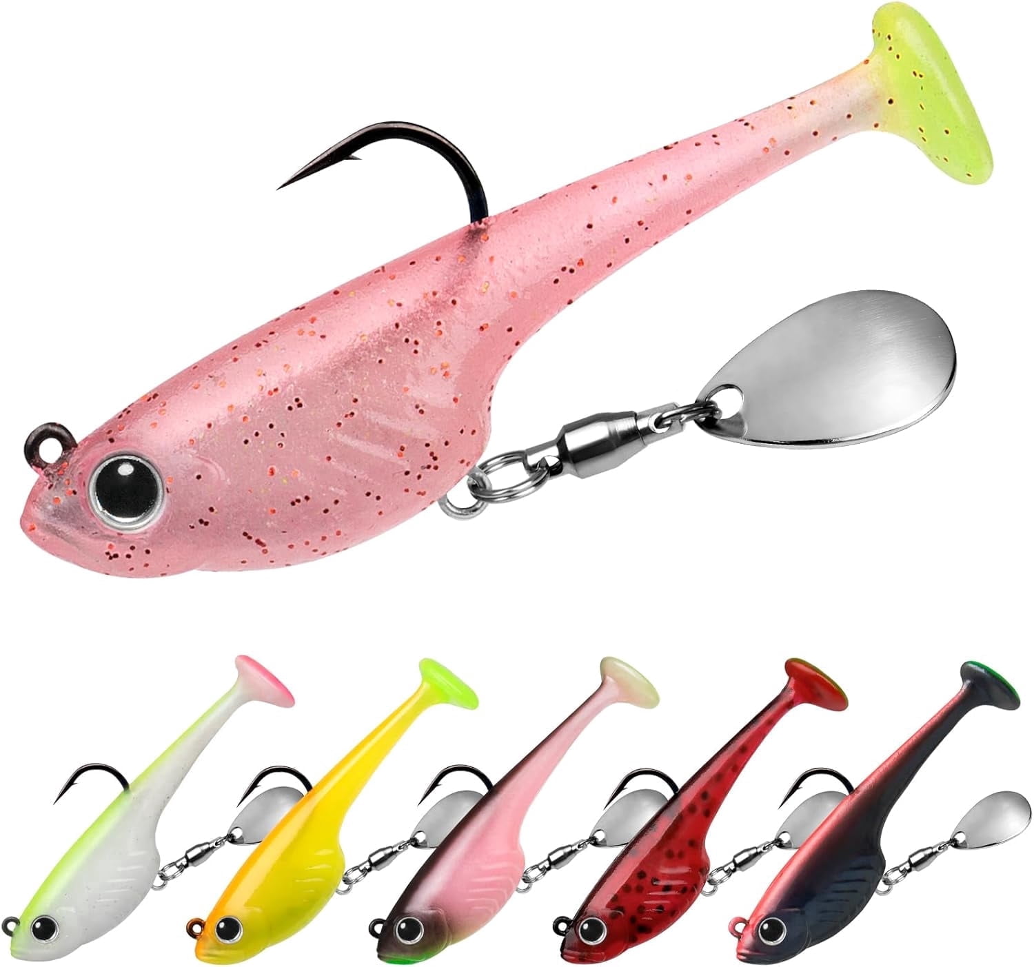 TRUSCEND Easy Catch Shadtale with BKK Branded Hook, Unique Vibrating Swim and Trembly Jigging Action for More Bites, Durable TPE Soft Fishing Lures for Bass Crappie Trout Walleye, Keep Separately