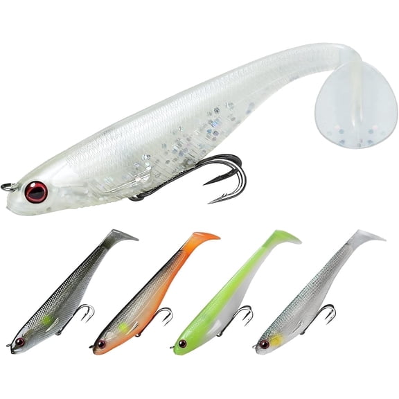 TRUSCEND Easy Catch Shadtale with BKK Hooks, Unique Vibrating Swim and Trembly Jigging Action for More Bites, Amazing Soft Fishing Lures for Bass Trout Crappie, Must-haves for Family Fishing