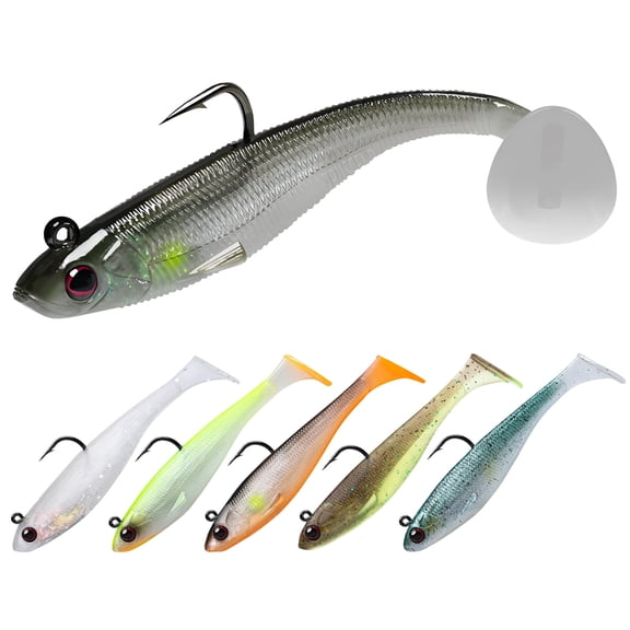 TRUSCEND Easy Catch Pre-Rigged Soft Lures, Unique Vibrating Swim Action and Trembly Sinking Move for More Bites, Amazing Soft Swimbait for Family Fishing, Fishing Lures for Bass Trout Crappie Walleye