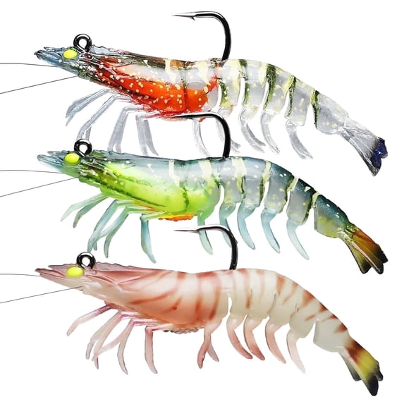 TRUSCEND Easy Catch Pre-rigged Soft Fishing Lures for Freshwater and Saltwater, Super Durable TPE Bass Jig Lures, Lifelike Shrimp Bait, Weedless Crayfish Lures, Amazing Fishing Gifts, Keep Separately