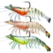 TRUSCEND Pre-Rigged Fishing Lures for Bass, Fishing Bass Jigs Lifelike Soft Shrimp Swimbait, Weedless Marsh Bait Lures for Freshwater Saltwater Trout Crappie Walleye, Fishing Gear Gifts 3.5in/0.4oz