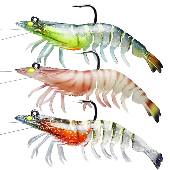 TRUSCEND Easy Catch Pre-rigged Soft Fishing Lures for Freshwater and Saltwater, Super Durable TPE Bass Jig Lures, Lifelike Shrimp Bait, Weedless Crayfish Lures, Amazing Fishing Gifts, Keep Separately