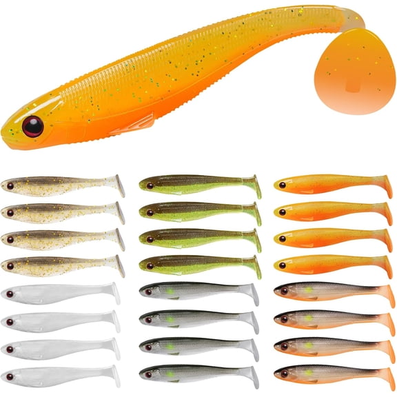 TRUSCEND Shadtale Easy Catch Soft Fishing Lures, Unique Vibration and Action for Various Rigs, Paddle Tail Swimbaits Trailer for Bass, Trout, Crappie, Walleye, Redfish, Saltwater & Freshwater Fishing