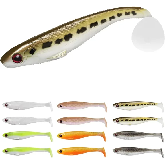 TRUSCEND Shadtale Easy Catch Soft Fishing Lures, Unique Vibration and Action for Various Rigs, Paddle Tail Swimbaits Trailer for Bass, Trout, Crappie, Walleye, Redfish, Saltwater & Freshwater Fishing