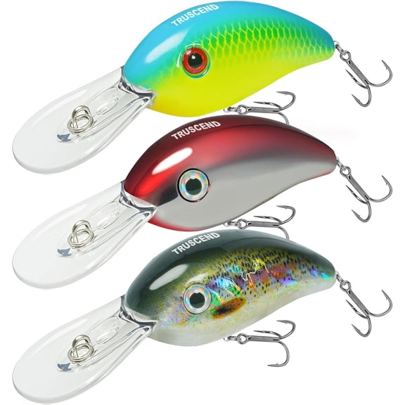 TRUSCEND Shallow or Deep Diving Crankbait with BKK Hooks, Wobble Fishing Lures for Bass Trout Crappie Walleye, Sinking Lipless Vibe Crank Bait for Bass Pike, Amazing Swimbait for Family Fishing