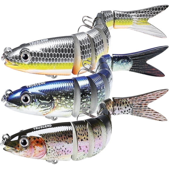 TRUSCEND Easy Catch SwimMax with BKK Hooks, Magic Noisy Wiggling and Vibrating Actions for More Bites, Lifelike Fishing Lures for Bass Trout Walleye Crappie, Strongest Dyneema Fiber Jointed Swimbait