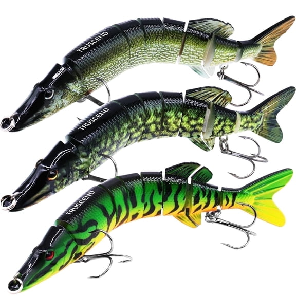TRUSCEND Easy Catch SwimMax with BKK Hooks, Magic Noisy Wiggling and Vibrating Actions for More Bites, Lifelike Fishing Lures for Bass Trout Walleye Crappie, Strongest Dyneema Fiber Jointed Swimbait