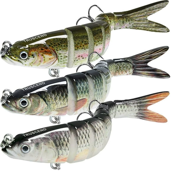 TRUSCEND Swimmax Fishing Lures for Bass Trout, Multi Jointed Swimbaits Slow Sinking Bionic Swimming Lures Bass Freshwater Saltwater, Lifelike Fishing Lures Kit Gifts for Family Fishing 4in/0.4oz