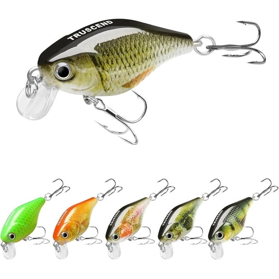 TRUSCEND Easy Catch Squarebill Crankbaits, Lifelike Fishing Lures for Bass Trout Crappie Bluegill Panfish, Artificial Hard Bait for Freshwater Swimmax Creek Crank Baits, Fishing Gifts for Family Fish