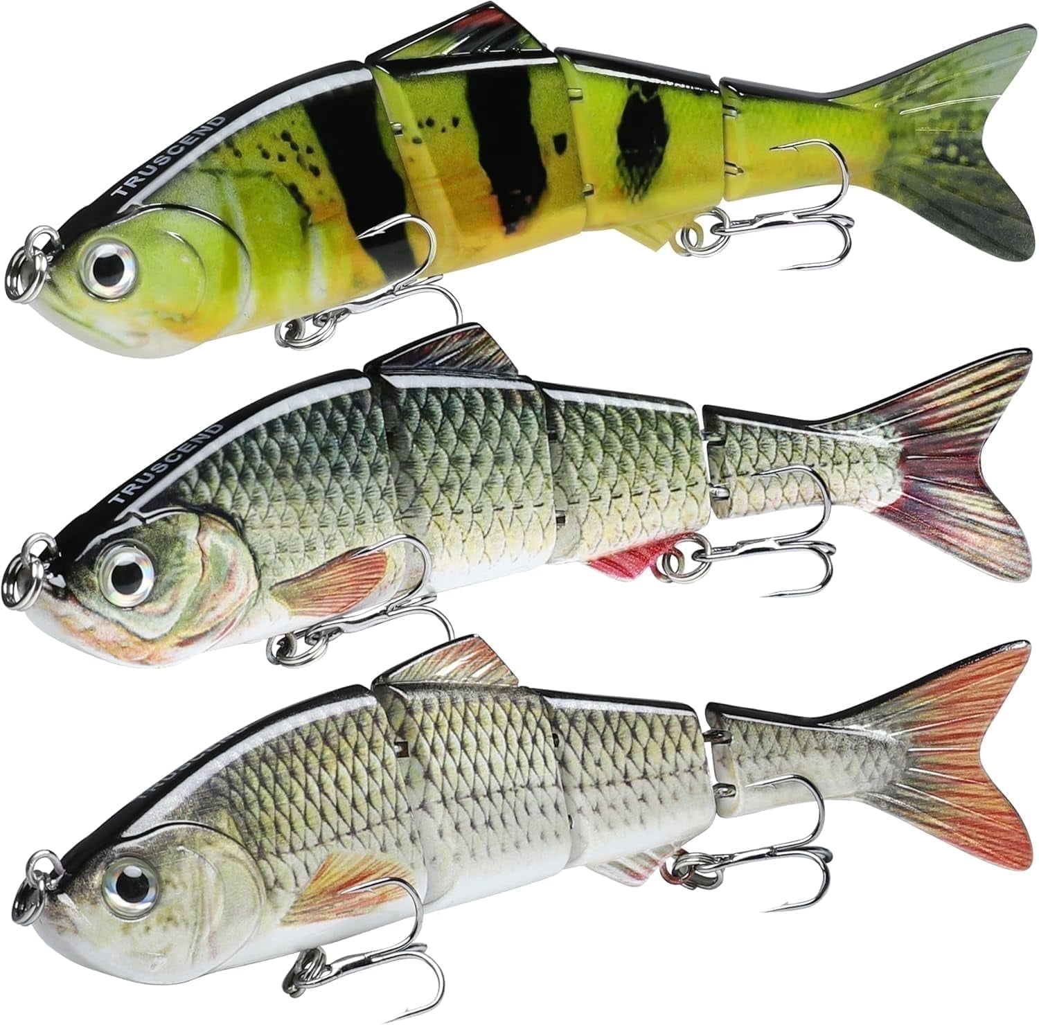 TRUSCEND Fishing Lures for Bass Trout Crappie, Lifelike Swim Baits Bass Fishing Gear Accessories for Walleye and Pike Slow Sinking Freshwater Saltwater Jigs, Amazing Fishing Gifts for Men