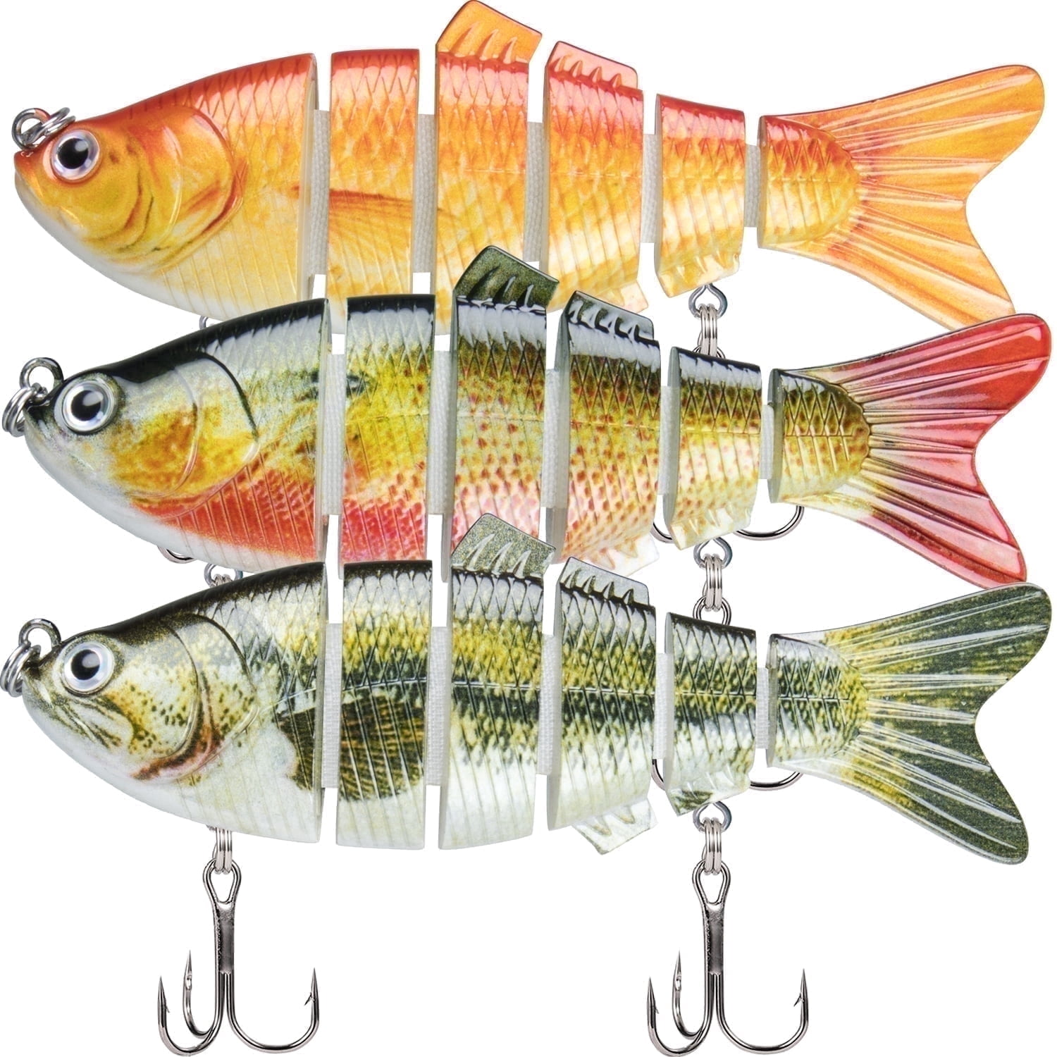 TRUSCEND Swimmax Fishing Lure with BKK Hook， Easy Catch: Wiggling, Vibrating, Rattling with Noise, Heavy-Duty Dyneema Fiber Jointed Swimbait for Bass, Trout, Crappie，Ideal for Family Fishing