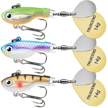 TRUSCEND Fishing Spinners with Unique Double Spoons, Jigging Spinnerbaits Trout Spinner Lures with Copper Body & Blade, Great Action Blade Bait for Bass Trout Walleye, Freshwater Ice Fishing