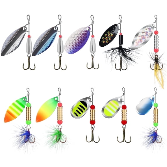 TRUSCEND Swimming or Jigging Fishing Spinners with Two-Way Spinning Spoons System, Rooster Tail Fishing Lures with Flash Copper Body & Blade Freshwater and Saltwater Blade Bait for Bass Walleye Trout