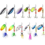 TRUSCEND Swimming or Jigging Fishing Spinners with Two-Way Spinning Spoons System, Rooster Tail Fishing Lures with Flash Copper Body & Blade Freshwater and Saltwater Blade Bait for Bass Walleye Trout