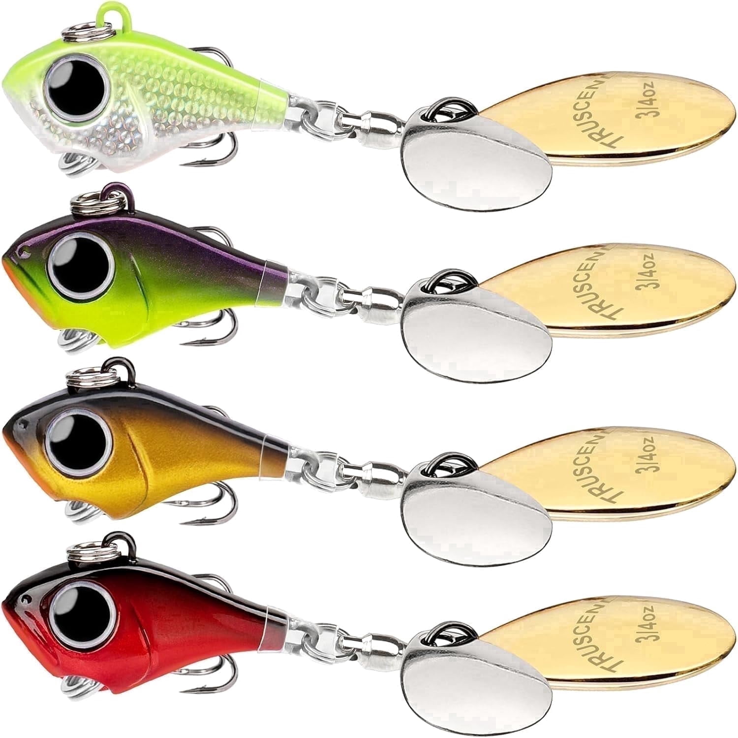 TRUSCEND Vibespinner Lures with BKK Hooks – Easy Catch: 4 Actions (Vibrate/Swim/Flash/Jig) for More Bites, Longer Cast Search Bait – Jigs for Bass, Crappie, Trout– Ideal for Family Fishing