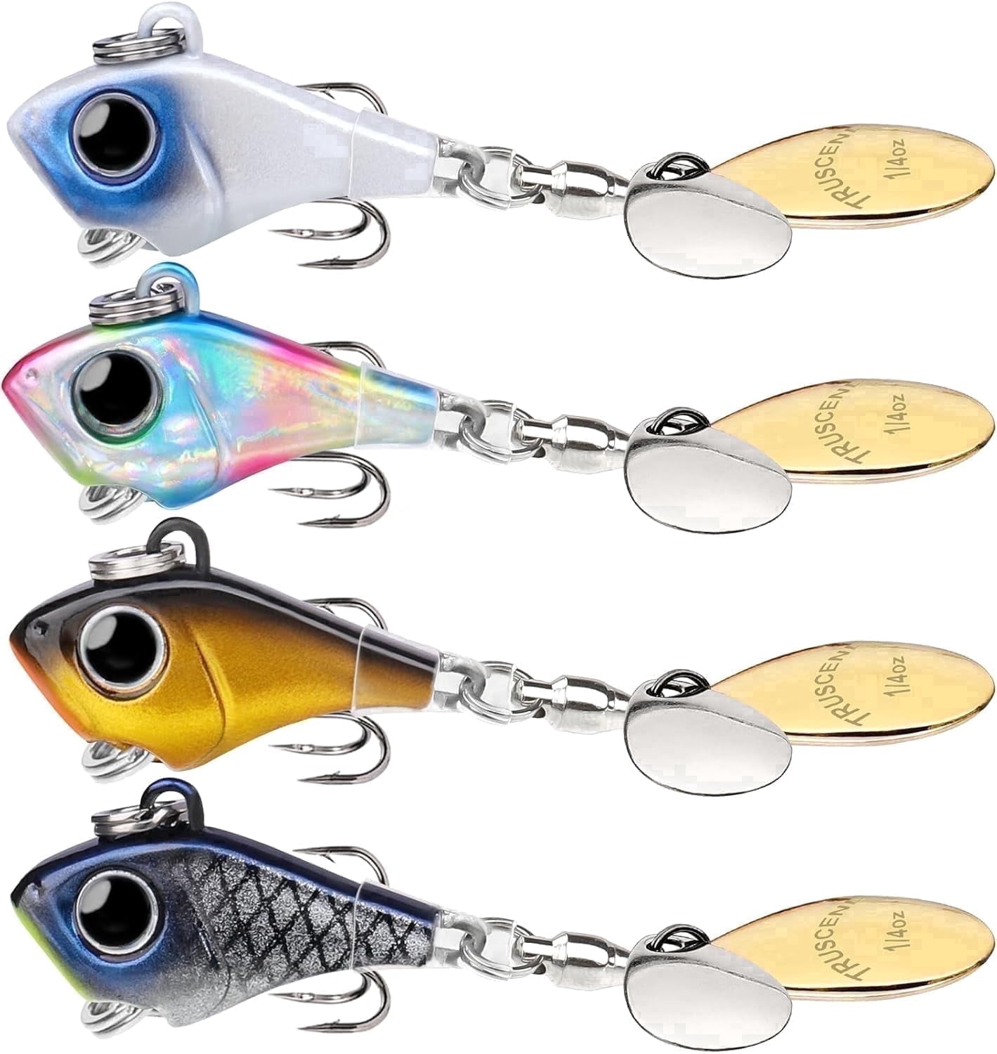 TRUSCEND Vibespinner Lures with BKK Hooks – Easy Catch: 4 Actions (Vibrate/Swim/Flash/Jig) for More Bites, Longer Cast Search Bait – Jigs for Bass, Crappie, Trout– Ideal for Family Fishing