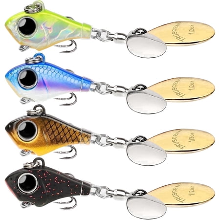 TRUSCEND Vibespinner Lures with BKK Hooks – Easy Catch: 4 Actions (Vibrate/Swim/Flash/Jig) for More Bites, Longer Cast Search Bait – Jigs for Bass, Crappie, Trout– Ideal for Family Fishing