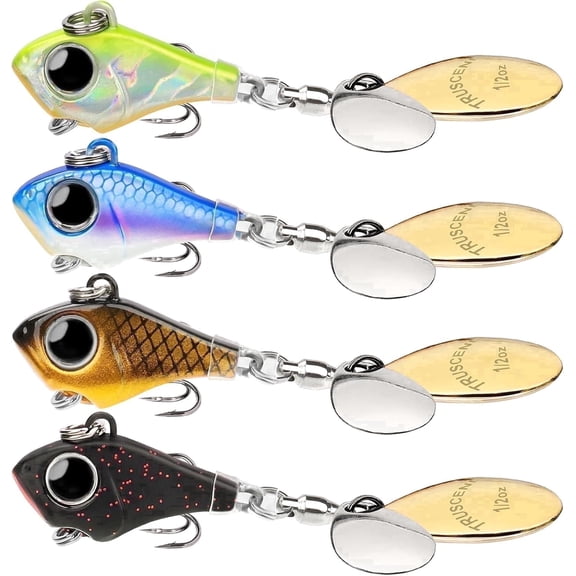 TRUSCEND Vibespinner Lures with BKK Hooks – Easy Catch: 4 Actions (Vibrate/Swim/Flash/Jig) for More Bites, Longer Cast Search Bait – Jigs for Bass, Crappie, Trout– Ideal for Family Fishing