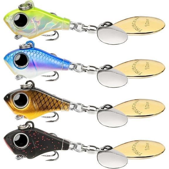 TRUSCEND Easy Catch Fishing Lures with Vibrating Swimming Flashing and Jigging Action, Ultimate Search Bait for All Fish Specie, Amazing Ice Fishing Jig Spinners with BKK Hook, Long Cast Spinner Bait