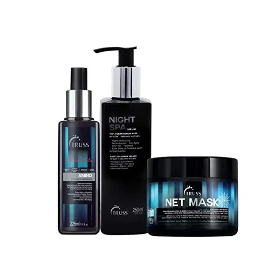 TRUSS Amino Miracle Heat Protectant Spray Bundle with Net Mask & Night Spa Serum