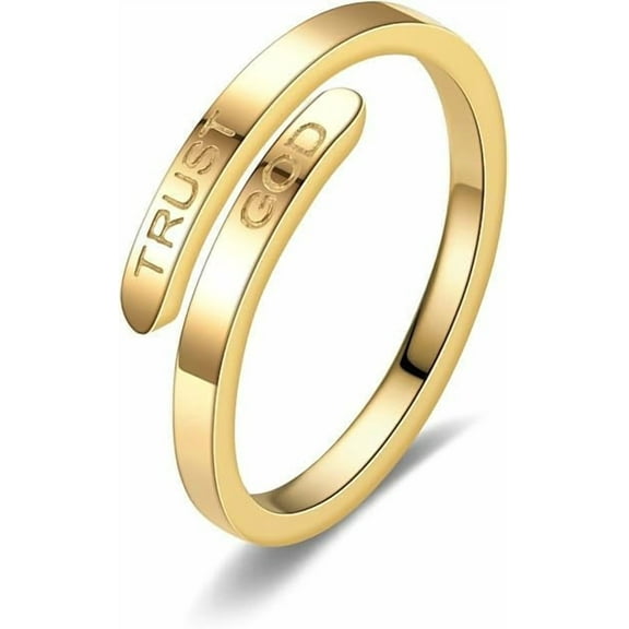 TRUST GOD Ring for Women Inspirational Ring Fashional Stainless Steel Adjustable Religious Faith Rings for Couples Jewelry Gifts