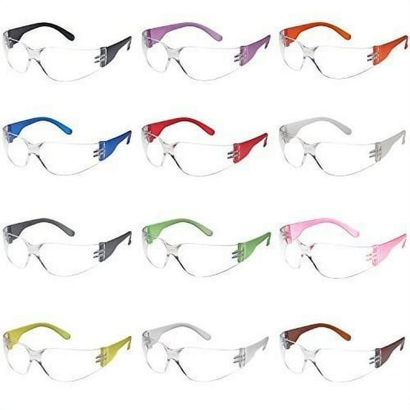 trust optics 12 pack impact and ballistic resistant safety protective glasses with clear lenses in assorted colors