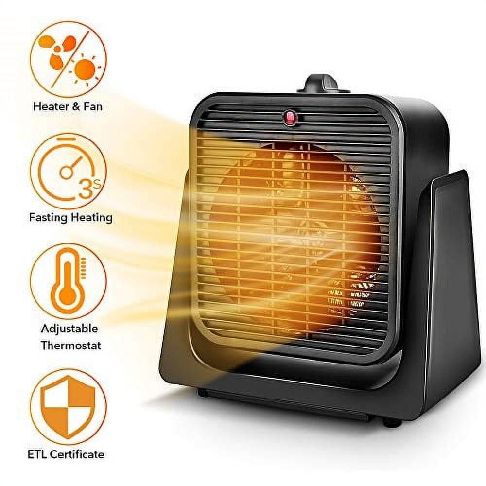TRUSTECH 2 in 1 Portable Space Heater, Tip Over u0026 Overheat Protection,  Heating u0026 Cooling Mode 750W/1500W Personal Small Fan Office Home Black -  Walmart.com
