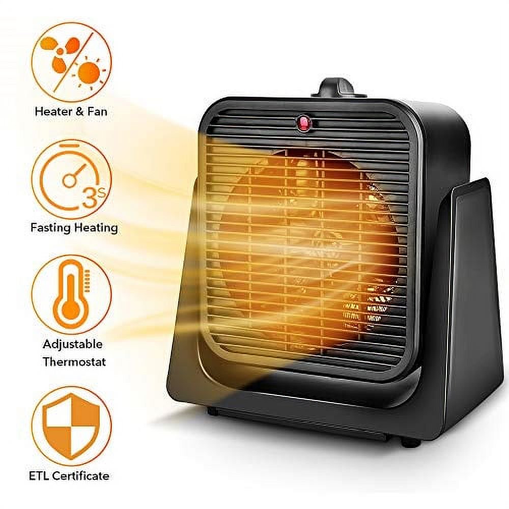 TRUSTECH 2 in 1 Portable Space Heater, Tip Over u0026 Overheat Protection,  Heating u0026 Cooling Mode 750W/1500W Personal Small Fan Office Home Black -  Walmart.com