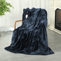 TRUSTWARMTH Electric Heated Blanket Throw 50"x60" with 6 Heating Levels 4 Hours Auto off Fast Heating Over-Heated Protection Ultra Soft Warm Flannel,Warm Gifts,Navy Blue