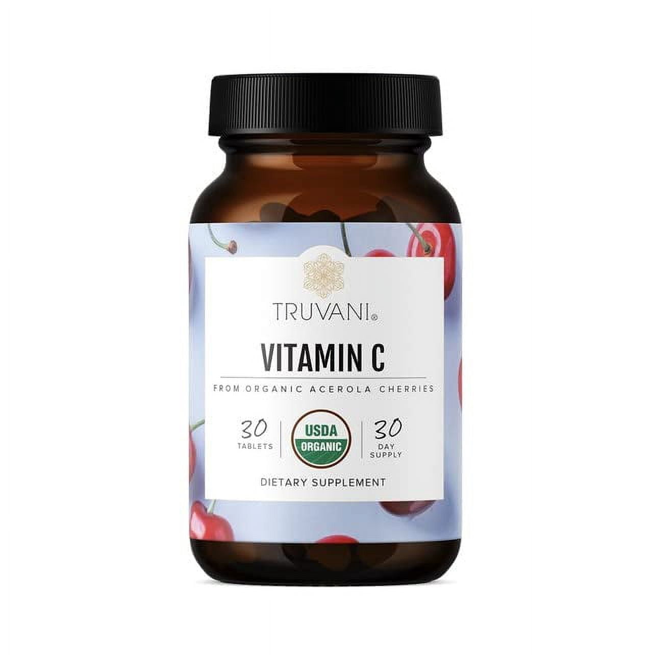 TRUVANI Vitamin C | USDA Organic | High Absorption, Antioxidant Supplement, Higher Bioavailability Immune System Support | Made with Real Food | 30 Servings