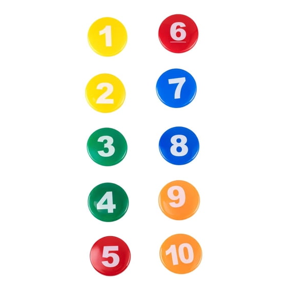 TRUVUE 10-Piece Colorful Magnets | Numbered 1-10 | 1" (2.5 cm) Diameter | Educational & Organizational | Yellow, Green, Red, Blue, Orange