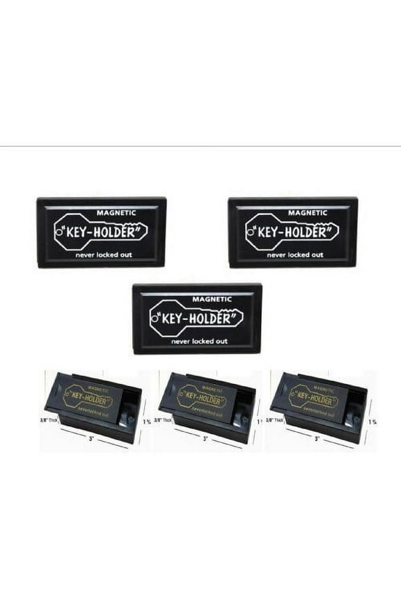 3 Pack Magnetic Key Holders for Hiding Spare Keys | Size 3" X 1.75" X 0.5" Each | Rust Resistant & Weather Resistant Case | Great for Hiding Keys and Small Objects to Metal Surfaces