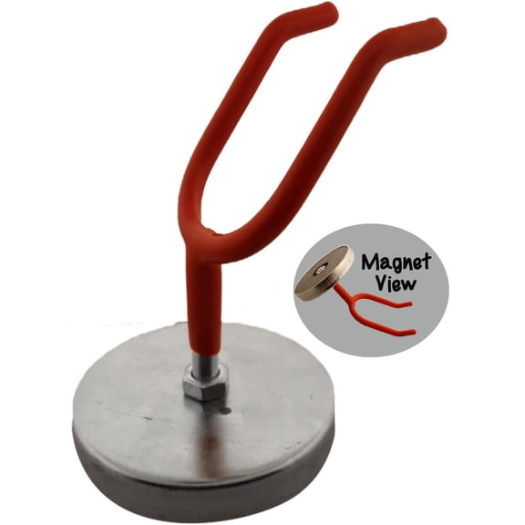 TRUVUE 6" (15.2 cm) Magnetic Spray Gun Holder | Steel with PVC Coating | Dual-Arm Design | 10 lb (4.5 kg) Capacity | Ideal for Workbench & Kitchen