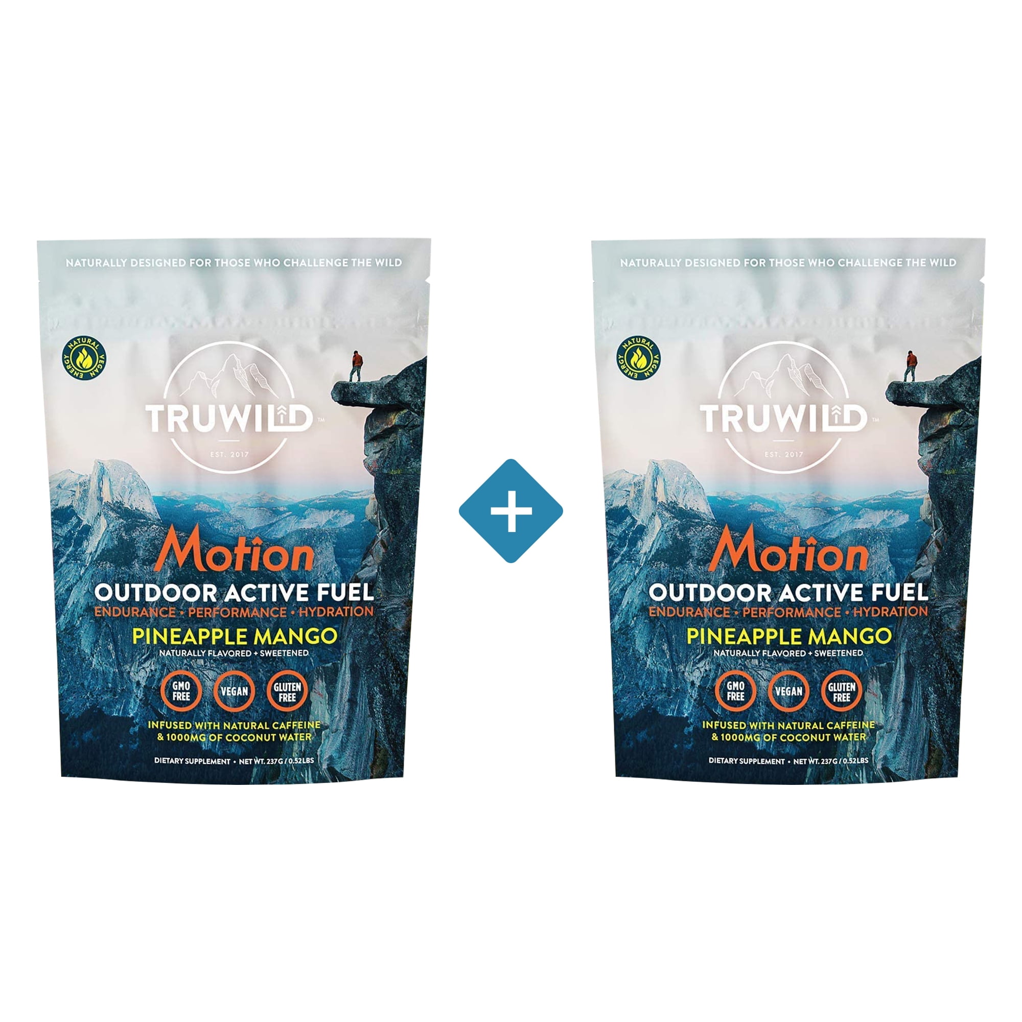 TRUWILD Motion - Plant Based Pre-workout Powder, Mix Energy Drink for Men and Women - Amino Acids, Vegan Keto Preworkout Supplement - Pineapple Mango Flavor - 2 Pack