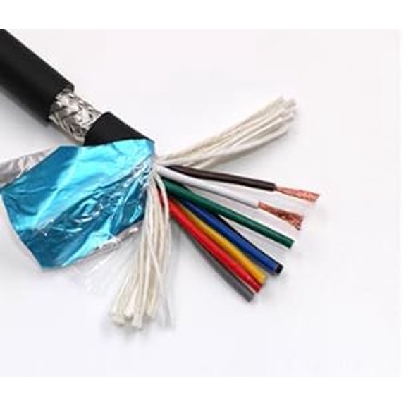 TRVVP 20AWG 8 Conductor Flexible Drag Chain Cable, Multi-Core Shielded Cable for Servo Motors, for CNC Router Machines, CNC VFD Spindles, Electrical Appliances, 3D Printers, 65 ft (20 m)$$Hardware