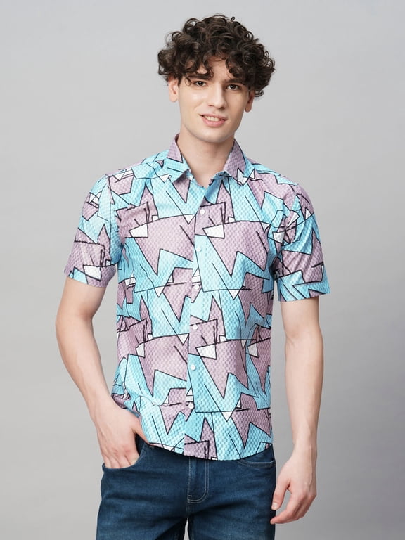 Preppy Printed Half Sleeves Men's Shirt, XL