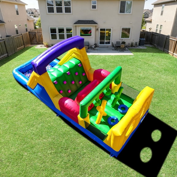 TRYSET 22FT Commercial Inflatable Obstacle Course with Slide & Blower for Kids Adults Outdoor Backyard
