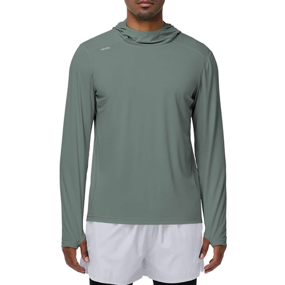 TRYSIL Men's Athletic Hoodies Long Sleeve Fishing Lightweigh Pullover Shirts UPF 50+ Sun Protection Shirts Rash Guards