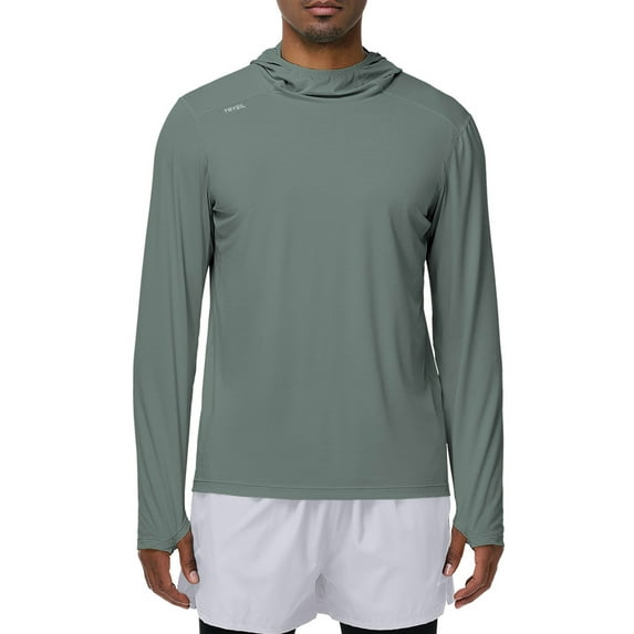 TRYSIL Men's Athletic Hoodies Long Sleeve Fishing Lightweigh Pullover Shirts UPF 50+ Sun Protection Shirts Rash Guards