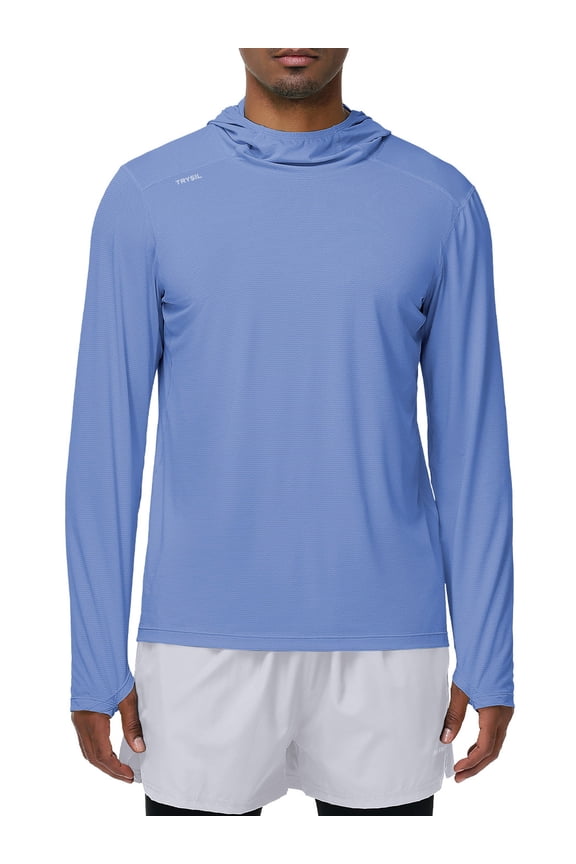 Men's Athletic Hoodies Long Sleeve Fishing Lightweigh Pullover Shirts UPF 50+ Sun Protection Shirts Rash Guards