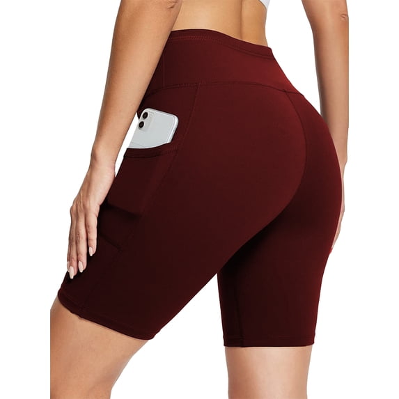 TRYSIL Women's Biker Shorts Inseam 8" High Waist Yoga pants Workout Gym Running Volleyball Spandex Shorts with Pockets